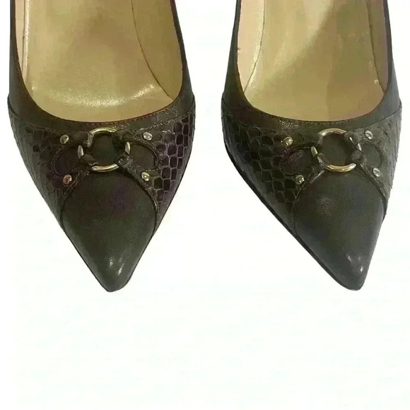 Jimmy Choo Watson Women’s Gray Leather Purple Snakeskin Pumps Size EUR 37/US 7 - Picture 3 of 12